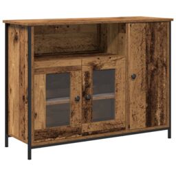 Berkfield Home Sideboard Old Wood 100x35x75 cm Engineered Wood in Brown - Size: 100 x 35 x 75 cm - thumbnail 2