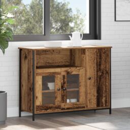 Berkfield Home Sideboard Old Wood 100x35x75 cm Engineered Wood in Brown - Size: 100 x 35 x 75 cm - thumbnail 4