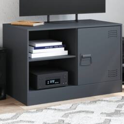 Berkfield Home TV Cabinet Anthracite 67x39x44 cm Steel in Dark Grey - Size: 67 x 39 x 44 cm - thumbnail 2
