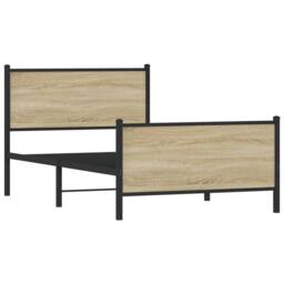 Berkfield Home Metal Bed Frame without Mattress Sonoma Oak 100x190 cm in Brown - thumbnail 1
