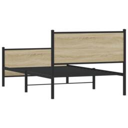 Berkfield Home Metal Bed Frame without Mattress Sonoma Oak 100x190 cm in Brown - thumbnail 7