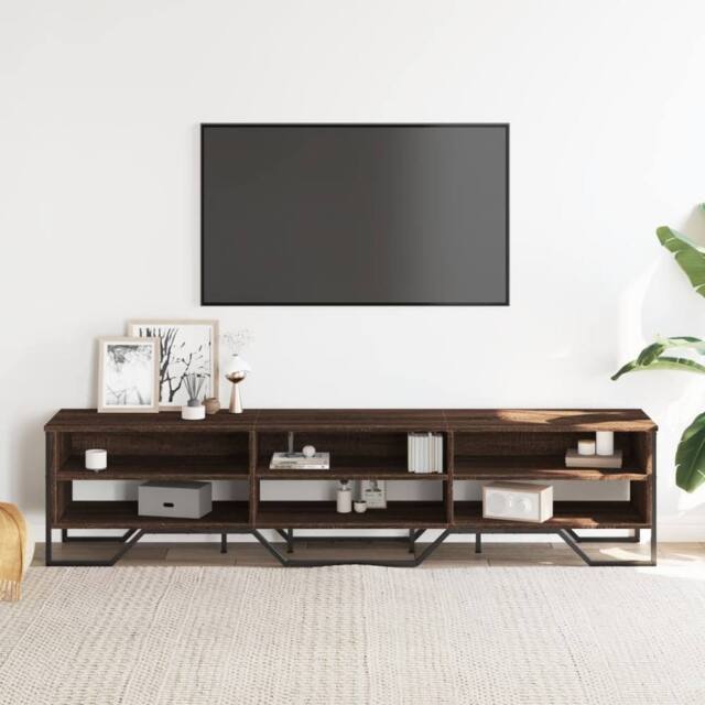 Berkfield Home TV Cabinet Brown Oak 180x34x41 cm Engineered Wood - Size: 180 x 34 x 41 cm - image 1