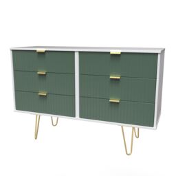 Ready Assembled 2 U Bexley 6 Drawer Wide Chest (Ready Assembled) in Green - thumbnail 3
