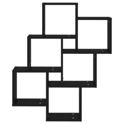 Berkfield Home Wall Cube Shelf Black 78x15x93 cm Engineered Wood - Size: 78 x 15 x 93 cm - thumbnail 4