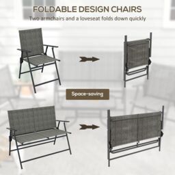 OUTSUNNY Patio Furniture Set, Garden Set w/ Table, Foldable Chairs, a Loveseat in Brown - thumbnail 6