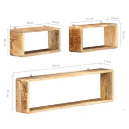 Berkfield Home Beautiful 3 Piece Wall Cube Shelf Set Soild Mango Wood in Brown - thumbnail 5