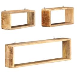 Berkfield Home Beautiful 3 Piece Wall Cube Shelf Set Soild Mango Wood in Brown - thumbnail 6