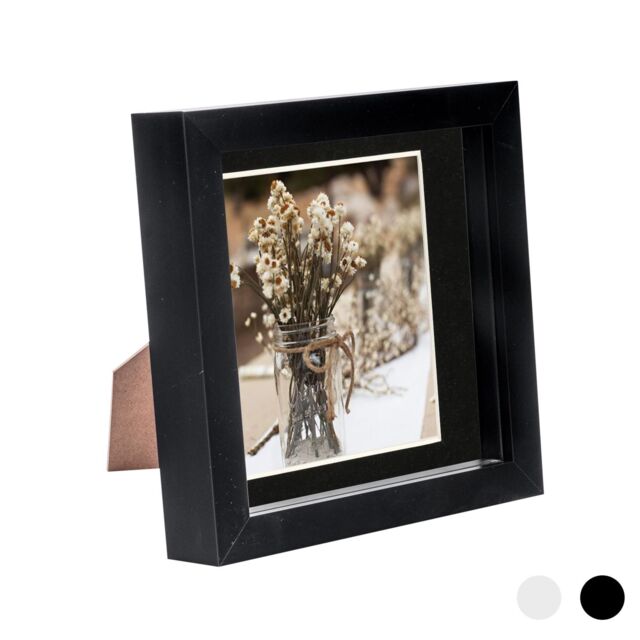 "Nicola Spring 3D Box Photo Frame - 6 x 6"" with 4 x 4"" Mount - Grey Mount in Black" - image 1