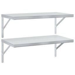 Berkfield Home Wall Shelves 2 pcs 75x40 cm Silver Stainless Steel - thumbnail 2