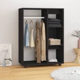 Berkfield Home Wardrobe Black 80x40x110 cm Engineered Wood - Size: 80 x 40 x 110 cm - thumbnail 1