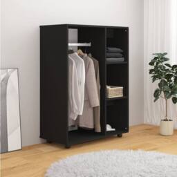 Berkfield Home Wardrobe Black 80x40x110 cm Engineered Wood - Size: 80 x 40 x 110 cm - thumbnail 3