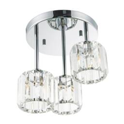 Happy Homewares Modern Triple Level Chrome Ceiling Light with K9 Crystal Glass Shades in Silver - thumbnail 3