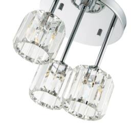 Happy Homewares Modern Triple Level Chrome Ceiling Light with K9 Crystal Glass Shades in Silver - thumbnail 4