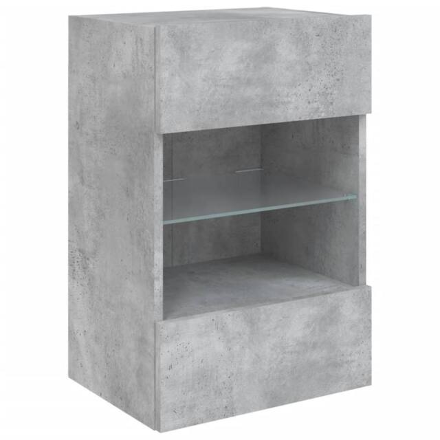 Berkfield Home TV Wall Cabinet with LED Lights Concrete Grey 40x30x60.5 cm - image 1