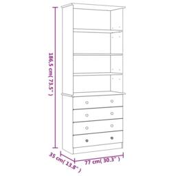 Berkfield Home Bookcase with Drawers ALTA White 77x35x186.5 cm Solid Wood Pine - thumbnail 8