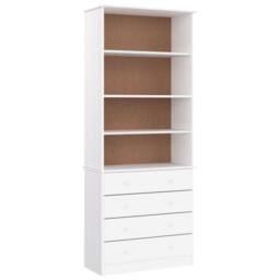 Berkfield Home Bookcase with Drawers ALTA White 77x35x186.5 cm Solid Wood Pine - thumbnail 1