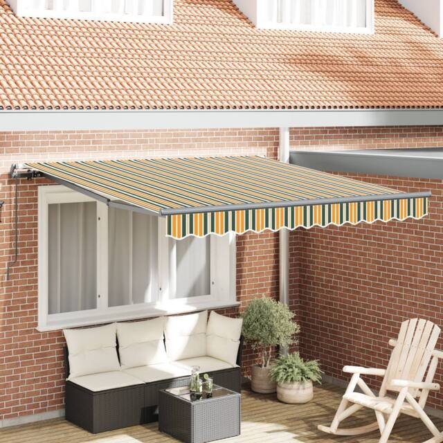 Berkfield Home Manual Retractable Awning Green & Yellow 300x250 cm