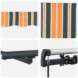 Berkfield Home Manual Retractable Awning Green & Yellow 300x250 cm - thumbnail 8