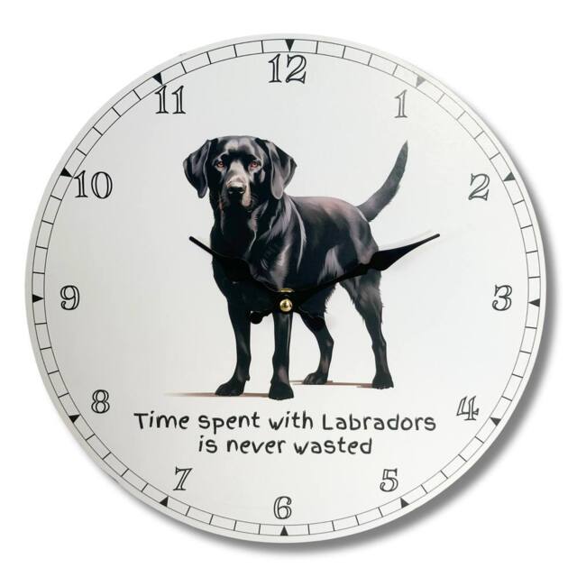 Animal Crackers Dog Breeds Wall Clock 'Time Spent With Labradors Is Never Wasted' - image 1