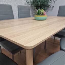 KOSY KOALA Dining Table Set with 6 Grey Faux Leather Chairs Dining Room Furniture in Beige - Size: 120 cm x 70 cm - thumbnail 4