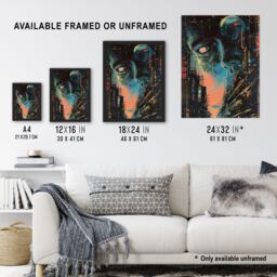 "Artery8 Japanese Sci Fi City Tokyo Japan Cyberpunk Pulp Framed Art Print in Blue - Size: W12"" x H16""" - thumbnail 3