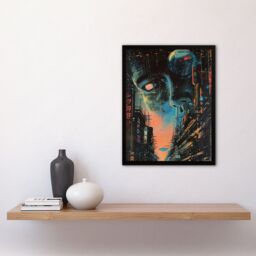 "Artery8 Japanese Sci Fi City Tokyo Japan Cyberpunk Pulp Framed Art Print in Blue - Size: W12"" x H16""" - thumbnail 4