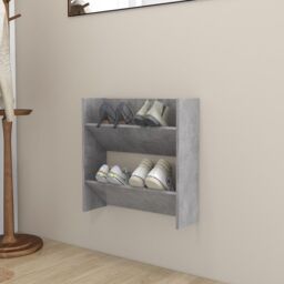 Berkfield Home Wall Shoe Cabinet Concrete Grey 60x18x60 cm Engineered Wood - Size: 60 x 18 x 60 cm