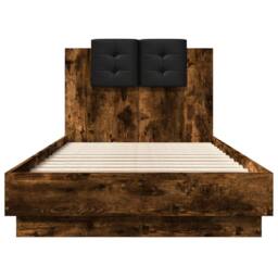 Berkfield Home Bed Frame with LED without Mattress Smoked Oak 75x190 cm Small Single in Brown - thumbnail 6