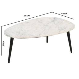 Indian Hub Opal Coffee Table with White Marble Top & Metal Legs L60 x W90 x H35cm - thumbnail 5