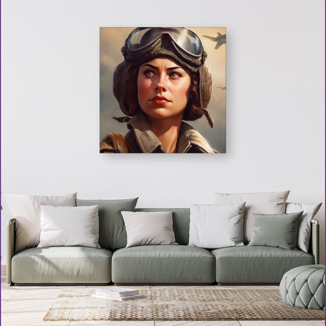 Warren Reed - Designer Female Pilot Canvas - Size: w40 inch x h40 inch - image 1