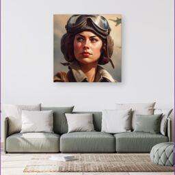 Warren Reed - Designer Female Pilot Canvas - Size: w40 inch x h40 inch - thumbnail 1