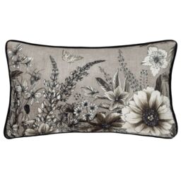 Wylder Harlington Gardenia Floral Piped Cushion in Beige - Size: 30 cm x 50 cm - thumbnail 1