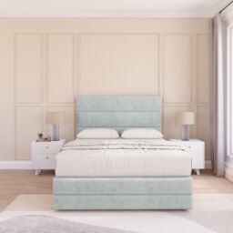 "Sloomy Monaco Bed Base 4 Drawers 12"" Footboard & 54"" Floor Standing Headboard in Silver - Size: King" - thumbnail 2
