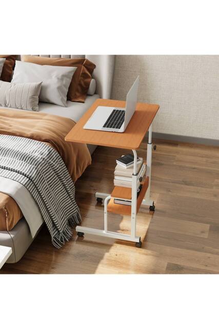 Living and Home Height Adjustable Mobile Overbed Table in Walnut - image 1