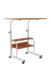 Living and Home Height Adjustable Mobile Overbed Table in Walnut - thumbnail 6