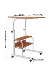 Living and Home Height Adjustable Mobile Overbed Table in Walnut - thumbnail 9