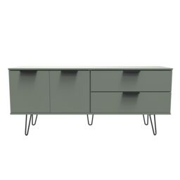 Ready Assembled 2 U Fuji 2 Drawer 2 Door Wide Sideboard (Ready Assembled) in Pale Green - Size: Large - thumbnail 1