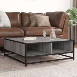 Berkfield Home Coffee Table Grey Sonoma 80x80x30 cm Engineered Wood & Metal - Size: 80 x 80 x 30 cm - thumbnail 2