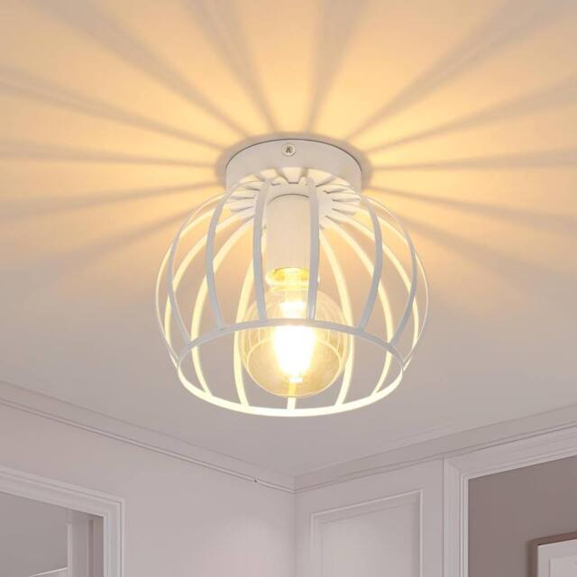 COMELY Industrial Metal Cage Ceiling Lights Vintage White Chandeliers E27 - image 1