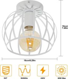 COMELY Industrial Metal Cage Ceiling Lights Vintage White Chandeliers E27 - thumbnail 5