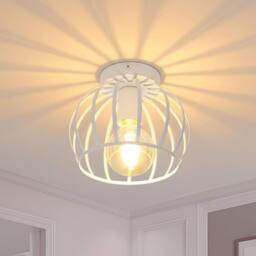 COMELY Industrial Metal Cage Ceiling Lights Vintage White Chandeliers E27 - thumbnail 1