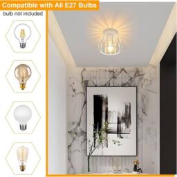 COMELY Industrial Metal Cage Ceiling Lights Vintage White Chandeliers E27 - thumbnail 8