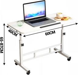 London Boutique Height Adjustable Standing Desk 60x40cm Rolling Laptop Table w/Tilting in White - Size: 60x40 cm - thumbnail 3