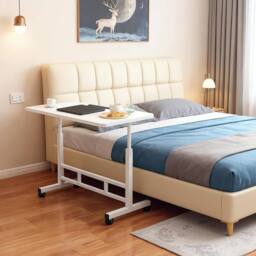 London Boutique Height Adjustable Standing Desk 60x40cm Rolling Laptop Table w/Tilting in White - Size: 60x40 cm - thumbnail 1