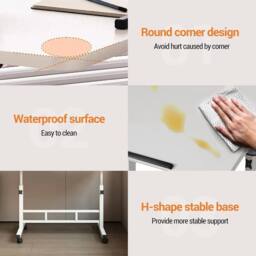 London Boutique Height Adjustable Standing Desk 60x40cm Rolling Laptop Table w/Tilting in White - Size: 60x40 cm - thumbnail 6
