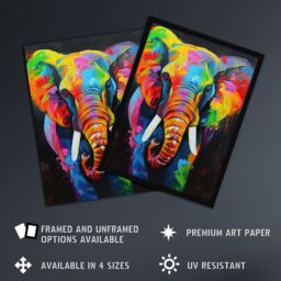 "Artery8 Colourful Elephant Vibrant Psychedelic Painting Wall Art Print - Size: W12"" x H16""" - thumbnail 2