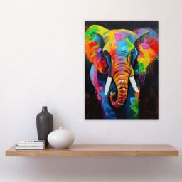 "Artery8 Colourful Elephant Vibrant Psychedelic Painting Wall Art Print - Size: W12"" x H16""" - thumbnail 4