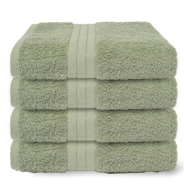 OHS 4 Pack of 100% Cotton Bathroom Bath Towel in Pale Green - image 1