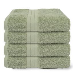 OHS 4 Pack of 100% Cotton Bathroom Bath Towel in Pale Green