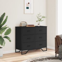 Berkfield Home Chest of Drawers Black 91x35.5x74.5 cm Engineered wood - thumbnail 3